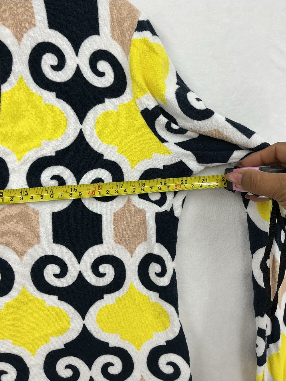 Tory Burch Navy, Yellow & Cream Printed Tunic Top 1035 - Picture 4 of 5